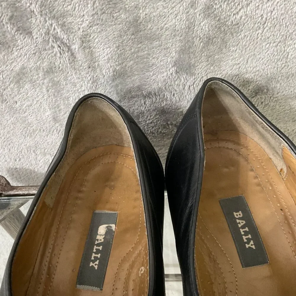Bally Brenio Men’s Size 9.5 D Black Leather Slip On Loafers Dress Shoe Logo